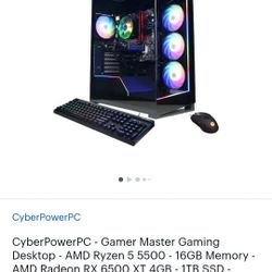 cyberpowerpc - gaming desktop - amd ryzen 5 5500 - amd radeon rx 6500 xt 4gb - 16gb memory - 1tb