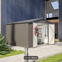 Black Metal Storage Shed in box Approximately 10’x8’FIRM FIRM FIRM