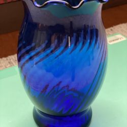 Cobalt Blue Swirl Vase
