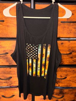 Black Sunflower American Flag Tank Top