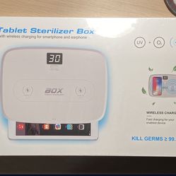 Tablet Sterilizer box with wireless charging for smart phone, Earbuds, Keys, Tablet, Etc.