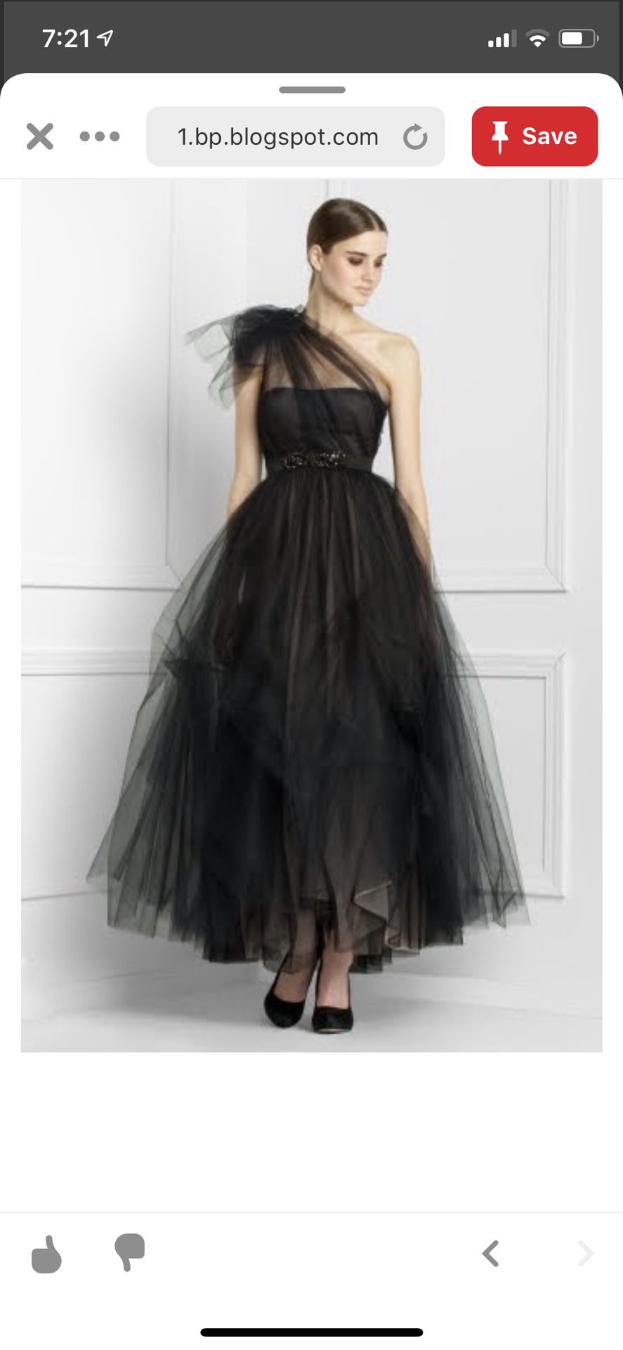 BCBG Black Organza Tulle One Shoulder Ball Gown w/ Beaded Belt for Sale ...