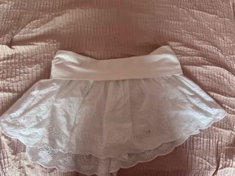 White Eyelet Ruffle Mini Skirt