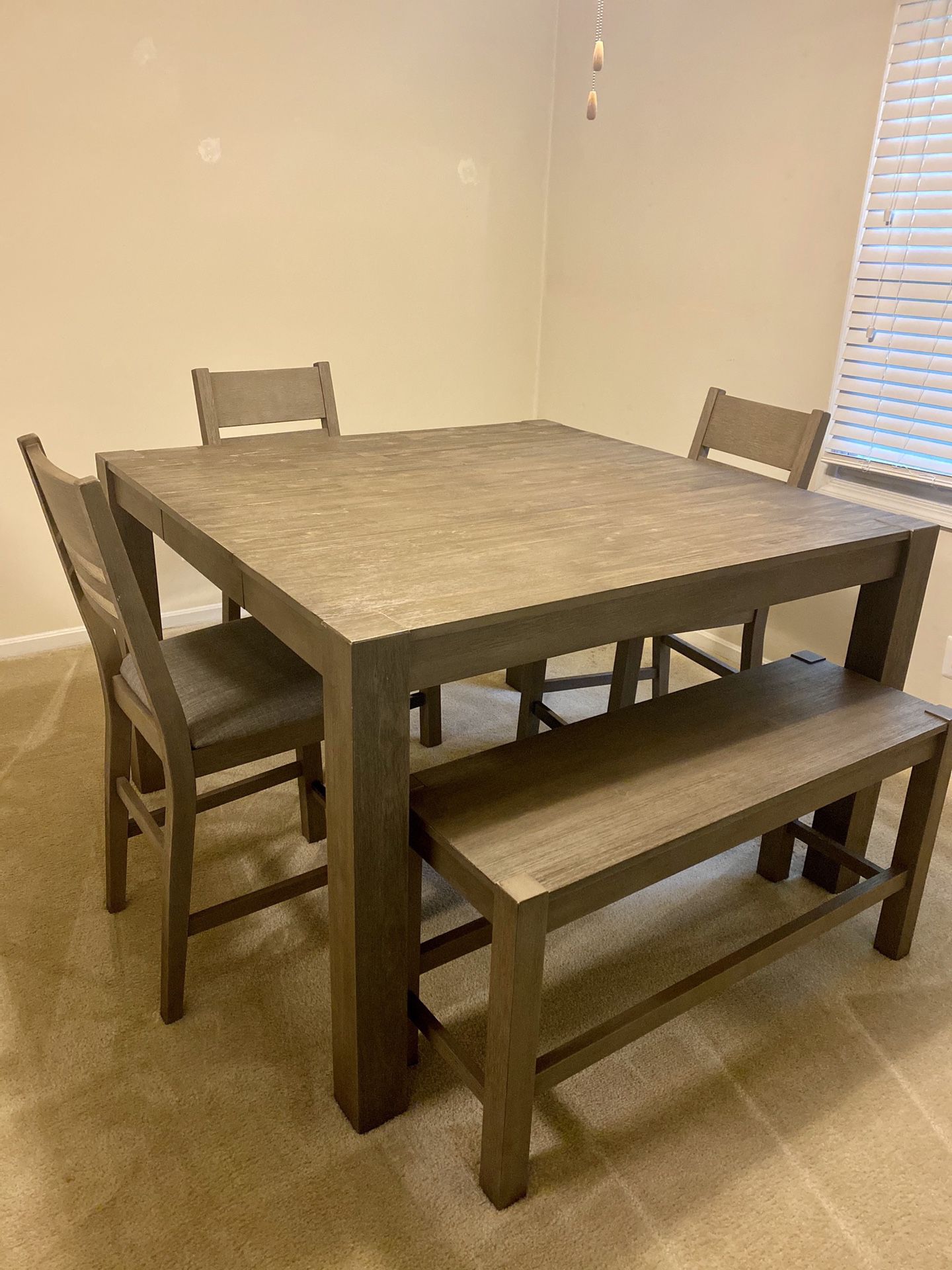 Tribeca Counter-Height Dining Table and 3 Dining Chairs + Bench
