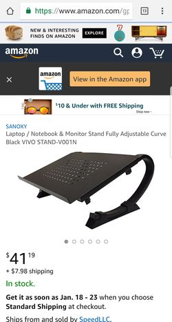 Laptop / Notebook & Monitor Stand Fully Adjustable Curve Black VIVO STAND-V001N