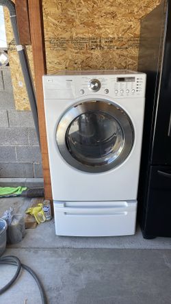 WHITE LG GAS DRYER WITH PEDESTAL!!!