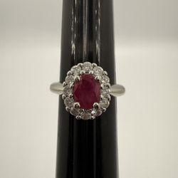 14k Ruby 1ct Approx And Diamonds Ring 