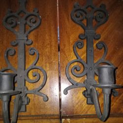 Wrought Iron Wall Vintage, Sconces From Sexton With Candle Holders. 