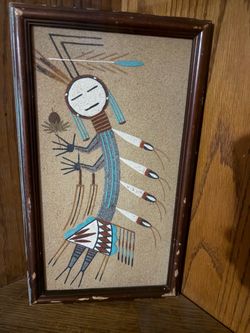 Framed Native American Sand Art Painting