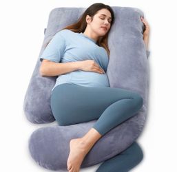 New/Momcozy Pregnancy Pillows for Sleeping, U Shaped Full Body Maternity Pillow with Removable Cover - Support for Back, Legs, Belly, HIPS for Pregnan
