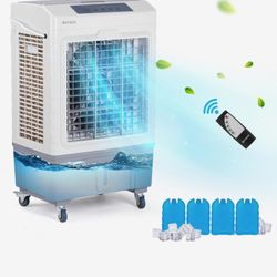 10.5Gallon Evaporative Air Cooler, 2600CFM Portable Swamp Cooler with Remote Control, Oscillation, 3 Speeds, 7.5H Timer & 40L Water Tank, 3-IN-1 Cooli
