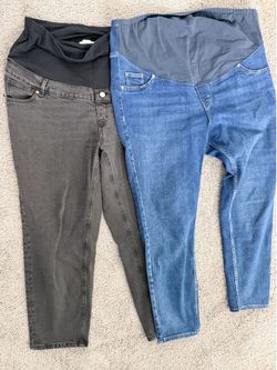 3-Piece Maternity Pants Bundle — H&M Mama Jeans + Old Navy Active Leggings (XL/XXL)