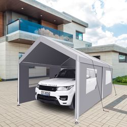 Impressive 10×20 Grey Carport, Heavy Duty and Portable, Perfect for Creating a Safe Outdoor Car Shelter
