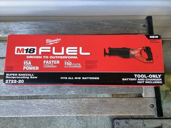 Milwaukee M18 FUEL 18V SUPER SAWZALL . Brand NEW.  Tool Only.   NUEVO.