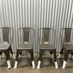 New Set of 4 Metal Chair Dining Chairs Patio Chair 18 Inches Seat Height Dining Room Kitchen Chair Tolix Restaurant Chairs Trattoria Bar Stackable Cha