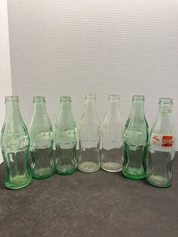 Lot of 7 Vintage Coca-Cola Coke Glass Bottles Barcelona 92 Greece Classic