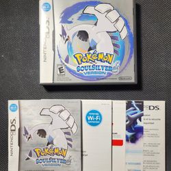 Pokemon Soul Silver Version Game Case Booklet, And Paper Inserts ONLY - Authentic 