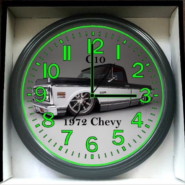 1972 Chevy Chevrolet C10 Bagged Glow In The Dark Wall Clock New!