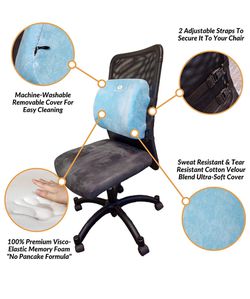 Lumbar Support Pillow Memory Foam Adjustable Back Cushion with Strap for  Lower Back Pain Relief- Ideal for Office Chair, Car Seat, Bed, Recliner 