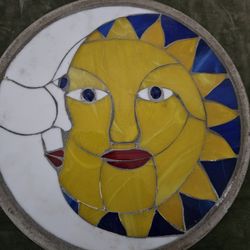 Sun & Moon Stepping Stone Art Decor Yard or Garden
