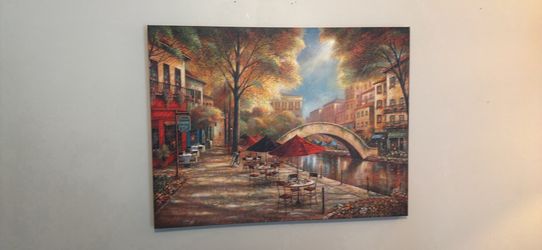 Horizontal Canvas Print City Street Scene Canal Bridge, Ready To Hang, McCollins