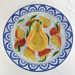 "Mosaic Pear" 2 Pc Chip Dip Platter Set Large by Clay Art