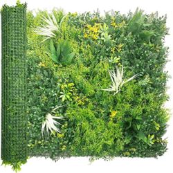 Artificial Grass Wall Boxwood Panels: 40" x 120" (33.5 sqft) Greenery Ivy Privacy Fence Faux Backdrop with UV Protection Vine Leaf Hedge for Garden Co