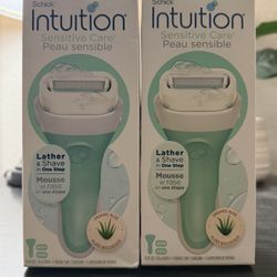 Schick Intuition Sensitive Care Women's Razor - 1 Razor Handle and 2 Refills: For Legs and Under Arm, Paraben-Free, Manual, 4 Blades