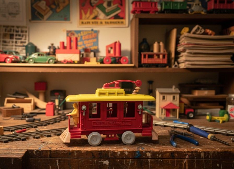 RARE VINTAGE TROLLEY TRANSIT TOY NICE!