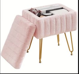 New Soft Faux Fur vanity stool with Storage