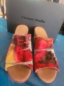 Made In Italy VELVET Sandals, Sizes 6.5, 7 And 7.5.  Comes In Bigger Sizes.  Red, Orange, Green.