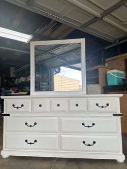 White Dresser and Mirror