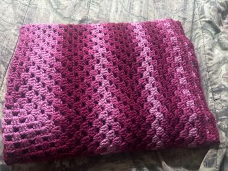 Handmade Crochet Blanket Pink and Burgundy