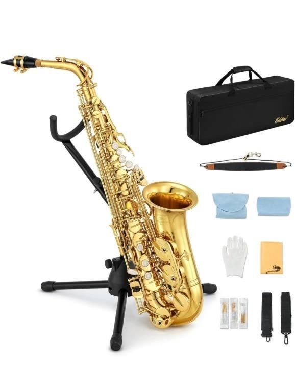 Eastar AS-? Student Alto Saxophone E Flat Gold Lacquer Alto Beginner Sax Full Kit With Carrying Sax Case Mouthpiece Straps Reeds Stand Unused Origin