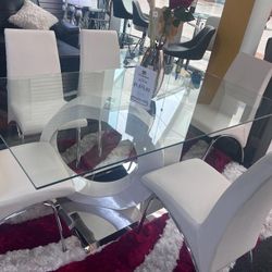 Glass Rectangular Glass Dining Table 