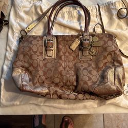 Coach Gold Bag W/cross Body Strap