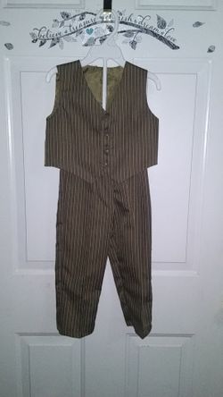 Boys 2t Brown Vest/Pants Pin Striped Set