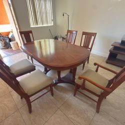 Wooden Dining Table with 6 Chairs