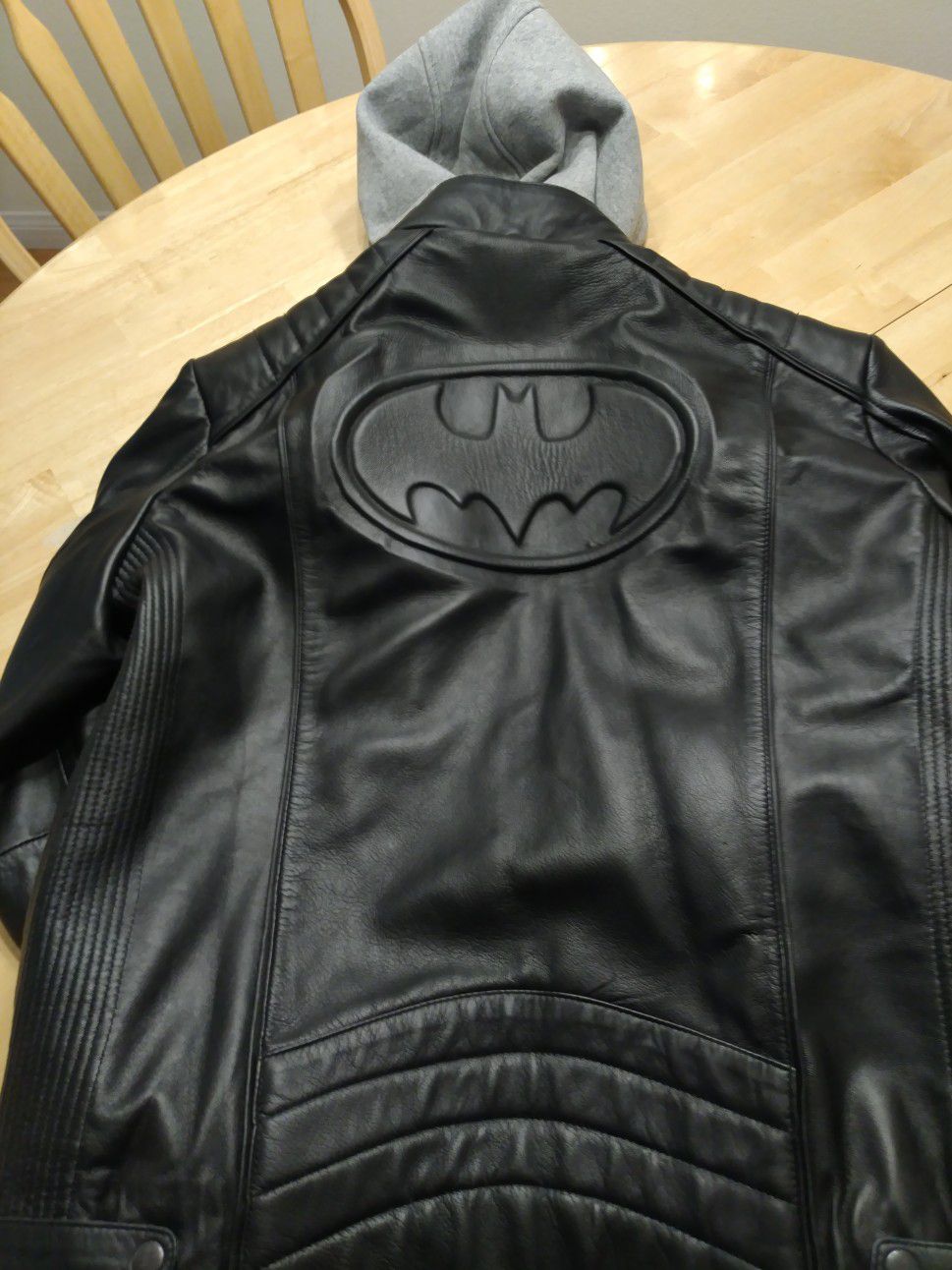 Brand New Black Leather Batman Hoodie Jacket