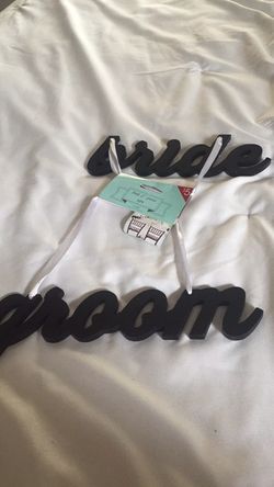 Wedding decoration bride and groom chair sign