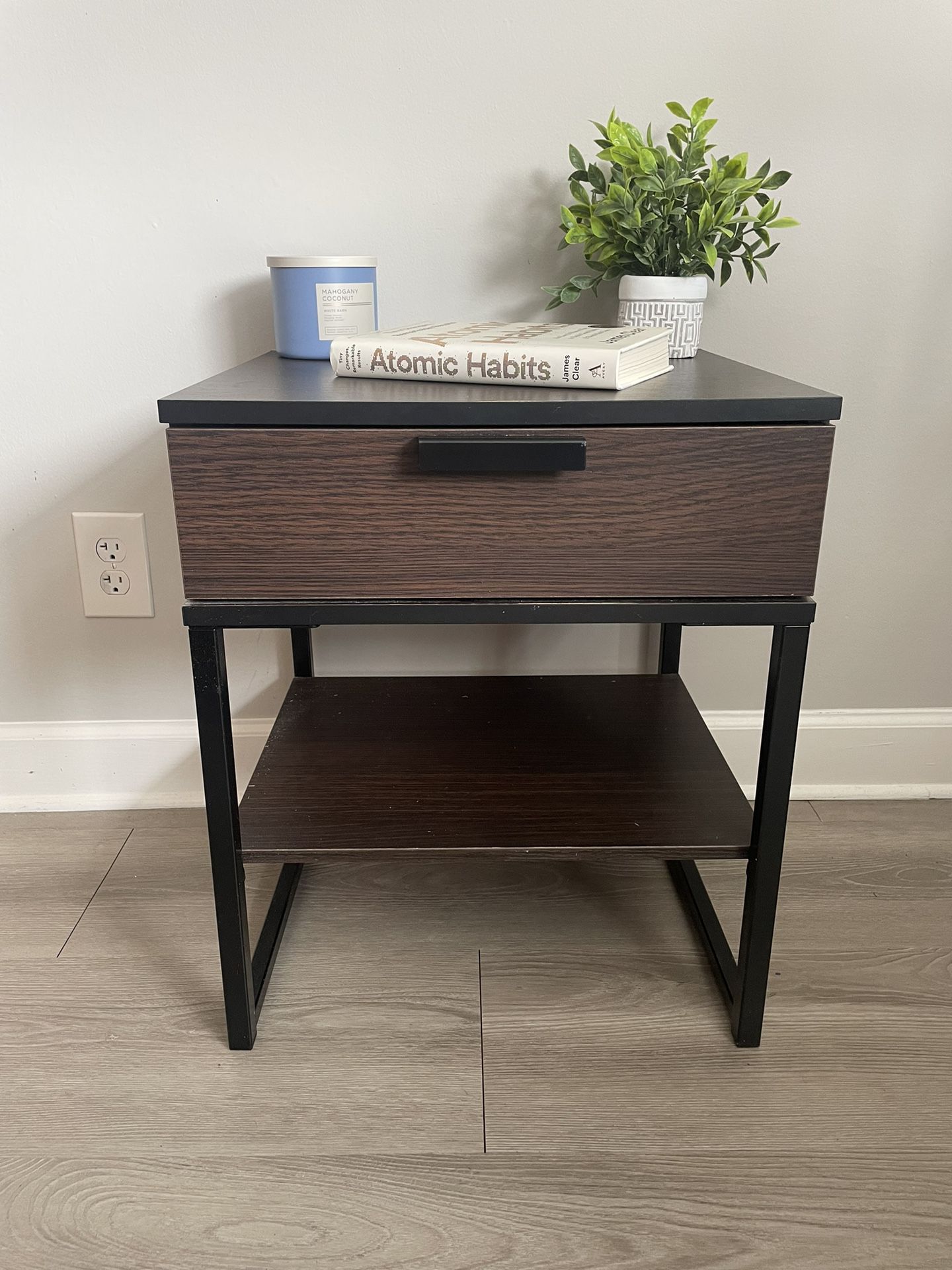 Brown And Black Modern Nightstand