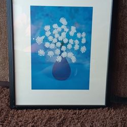 Bouquet in Blue by Masao Ota Floral Framed Art Poster 18"x22" Flowers in a Vase, Floral Wall Art