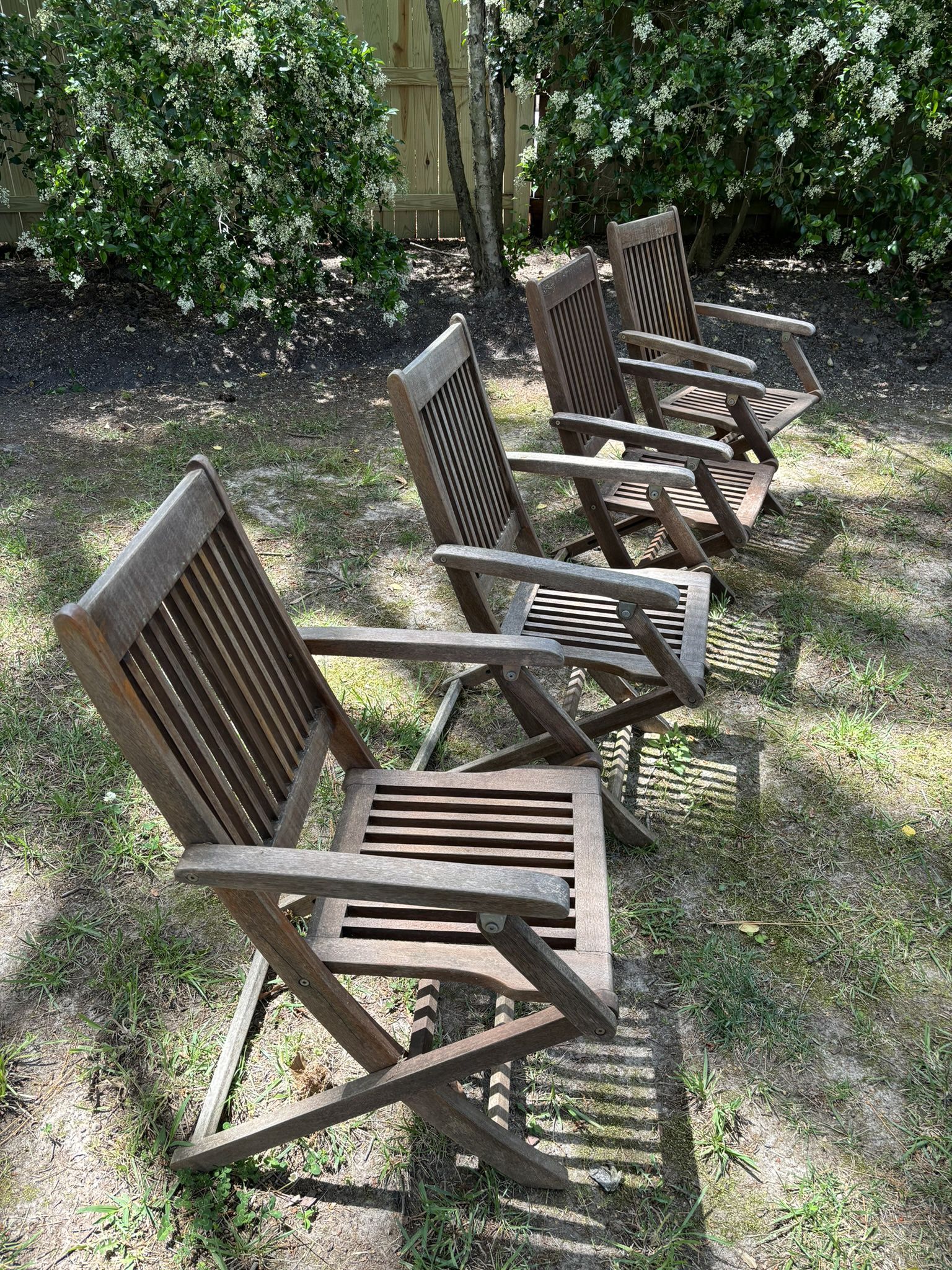 Set Of 4 Teak Folding Chairs