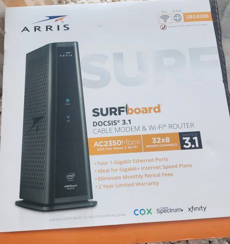 Arris
SBG8300
SURFboard® DOCSIS® 3.1 Gigabit Cable Modem & Wi-Fi® Router