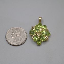 14K Yellow Gold Green Tourmaline Charm