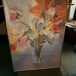 Lovely Framed FLORAL  WALL ARTWORK 24” X 34”