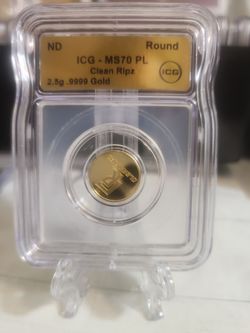 Clean Ripz 2.5g .9999 Gold Round ICG MS70 PL