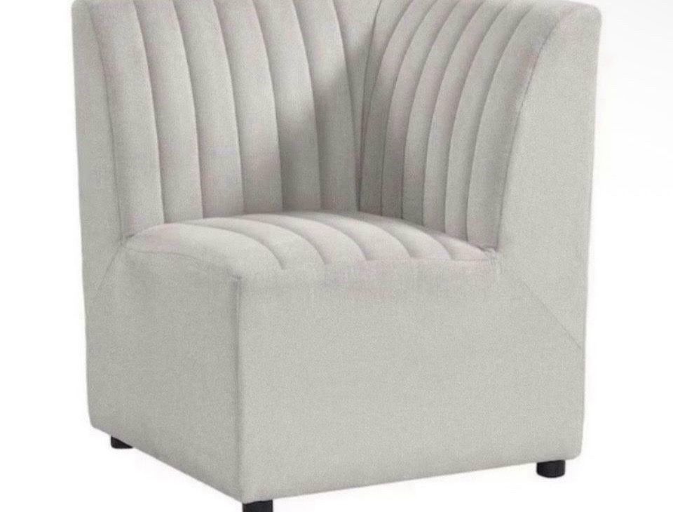 Brand New Picket House Furnishings Rizzo Beige Linen Wood Upholstered Dining Corner Chair