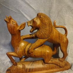 Wood Lion And Antelope $65