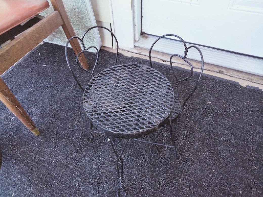 Mini Wrought Iron Table And Chair Set